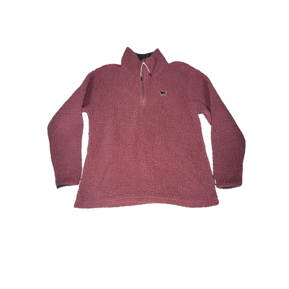 PINK Victoria's Secret Sherpa Quarter Zip Pullover Womens XS Rose Dog Logo
